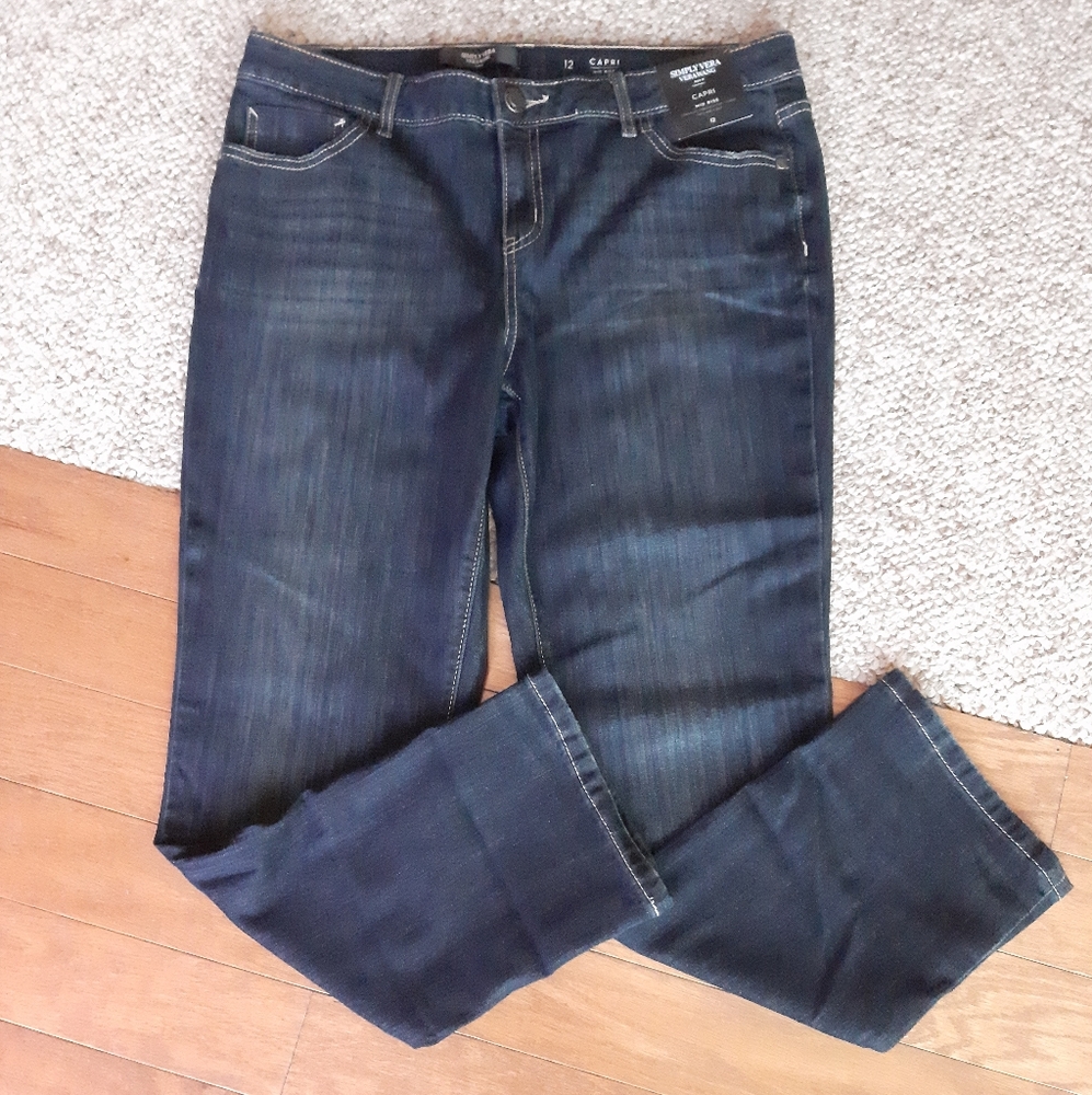 NWT Simply Vera Vera Wang Mid Rise Capri Jeans size 12 - Picture 9 of 13
